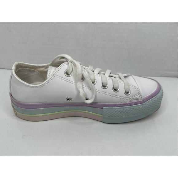 Womens Converse CTAS Lift Ox Platform Shoes Pastel Glitter Rainbow White US 6 - Picture 6 of 8